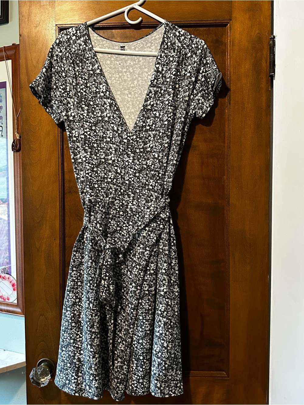Pact Organic Cotton Fit & Flare Wrap Dress Black S